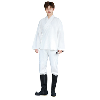 Hanfu set donjeg sloja: gornji dio i tajice, unisex, crna unutarnja majica, nije drevni kostim, glavni materijal: kozja koža, naziv tkanine: žičano platno, ljeto 2023
