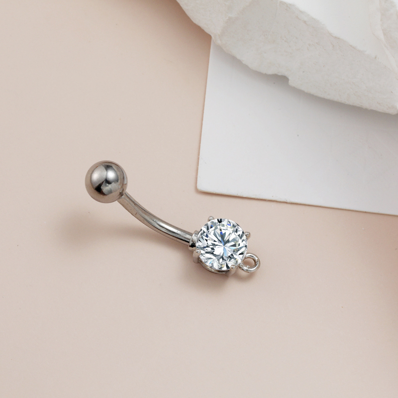 Prsten za pupak od nehrđajućeg čelika | Cvjetni dizajn | Jednostavan, unisex stil | Elektroplatiranje