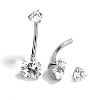 Unisex prsten za pupak od titanijeve legure s cirkonima – dvostruka spirala, geometrijski oblik