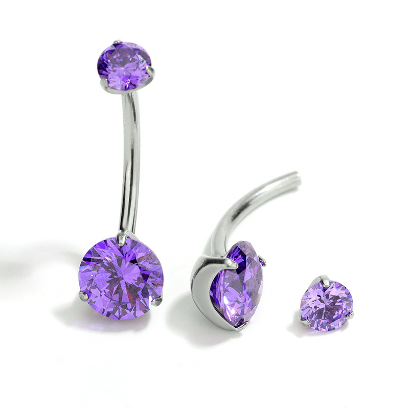 Unisex prsten za pupak od titanijeve legure s cirkonima – dvostruka spirala, geometrijski oblik