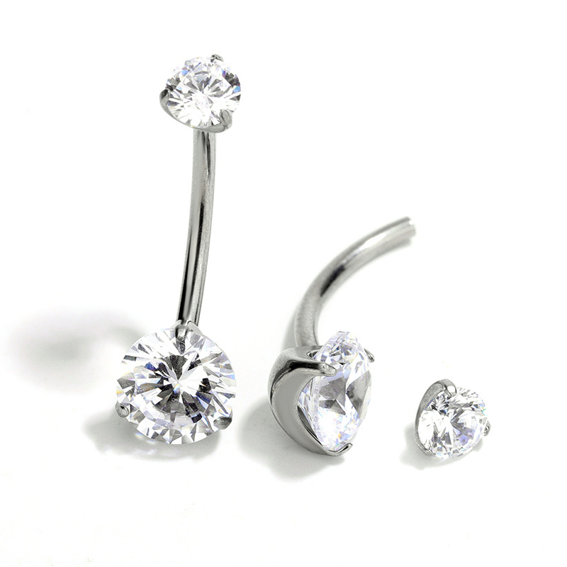 Unisex prsten za pupak od titanijeve legure s cirkonima – dvostruka spirala, geometrijski oblik