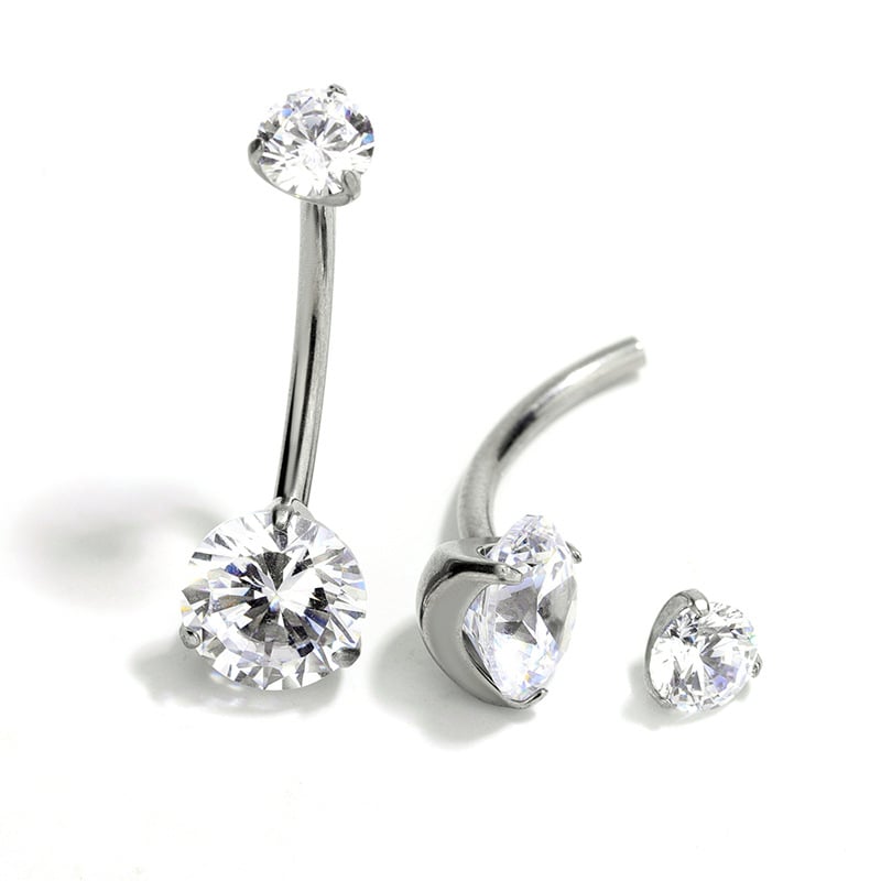 Unisex prsten za pupak od titanijeve legure s cirkonima – dvostruka spirala, geometrijski oblik