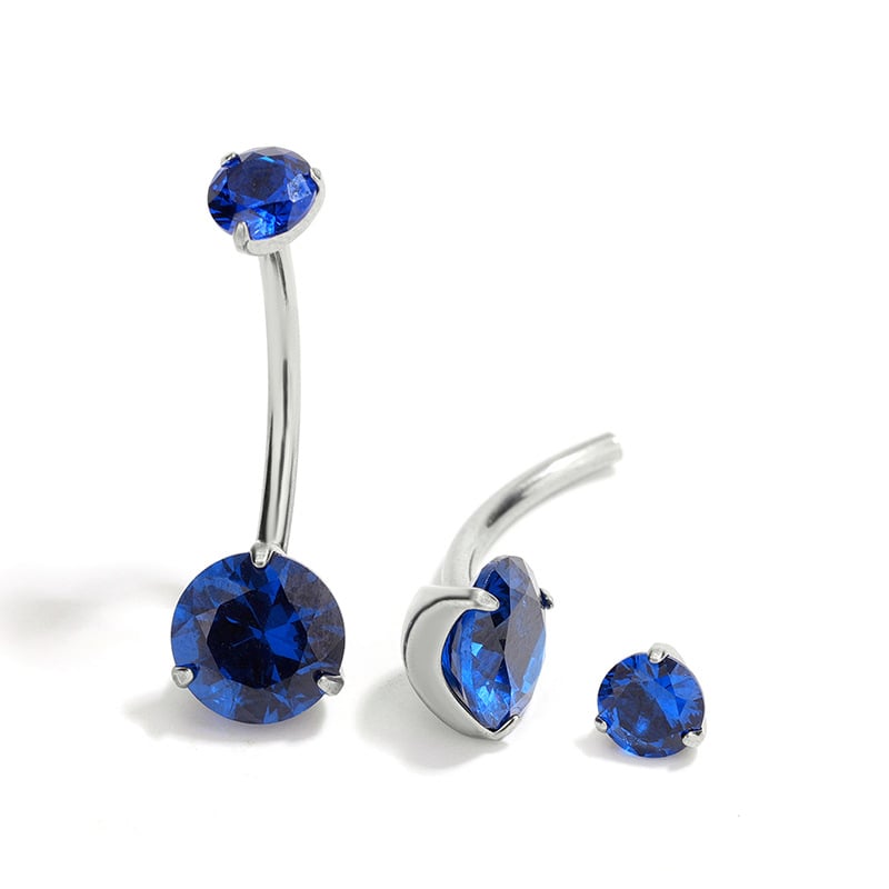 Unisex prsten za pupak od titanijeve legure s cirkonima – dvostruka spirala, geometrijski oblik