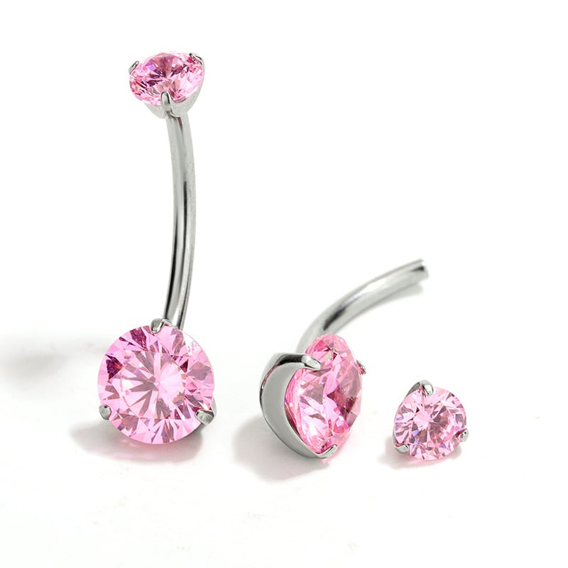 Unisex prsten za pupak od titanijeve legure s cirkonima – dvostruka spirala, geometrijski oblik