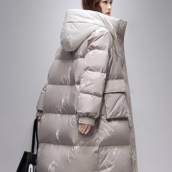 Moteriška pūkų-pamukų išorinė apranga, ilgas žiemos paltas, Chenille audinys, Spandex mišinys, siuvimo splicing, pagrindinio audinio turinys <30%