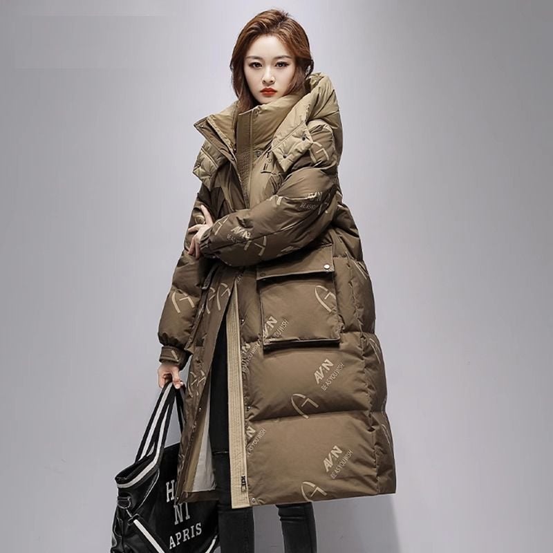 Moteriška pūkų-pamukų išorinė apranga, ilgas žiemos paltas, Chenille audinys, Spandex mišinys, siuvimo splicing, pagrindinio audinio turinys <30%