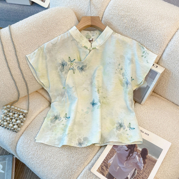 Set Top qipao – Otvorena ramena, kratki rukav, retro košulja; Tkanina: pamuk–poliesterska smjesa; Glavna tkanina: poliester; Sezona: univerzalni model; Sadržaj glavne tkanine: <30%