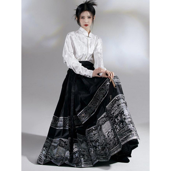 Hanfu set s produženom mamian suknjom, izvezeno, poliester tkanina (90–95% poliester)