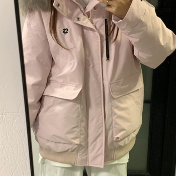 Jakna s krznenim ovratnikom od chenille, Down ispunjenje, 90–95% spandex, radni stil