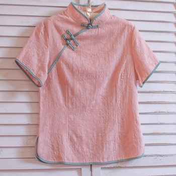 Ženski plus-size top s etničkim patchworkom od chenille i spandexa, stojeći ovratnik, kratki rukavi