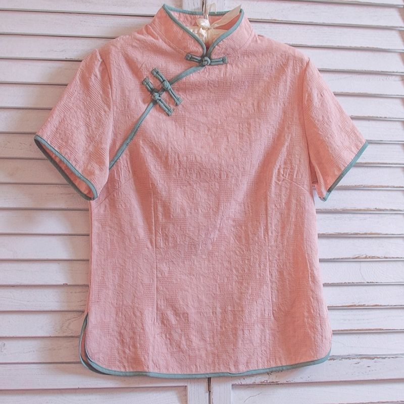 Ženski plus-size top s etničkim patchworkom od chenille i spandexa, stojeći ovratnik, kratki rukavi