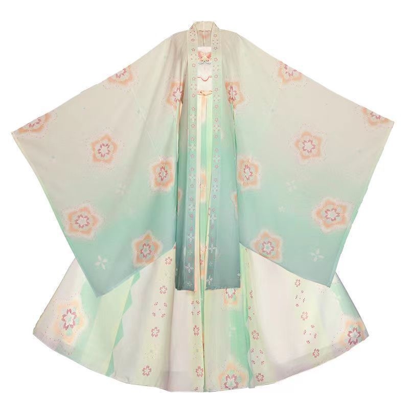 Hanfu set: Tang stil top s širokim rukavima i suknja, miješavina Spandex/Nylon 50-70% svake komponente, tiskovni proces, ljetno izdanje 2023