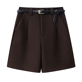 Ženske vunene capri hlače s visokim strukom, straight kroj, duljina 3/4, spandeks manje od 30%