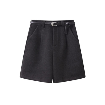 Ženske vunene capri hlače s visokim strukom, straight kroj, duljina 3/4, spandeks manje od 30%