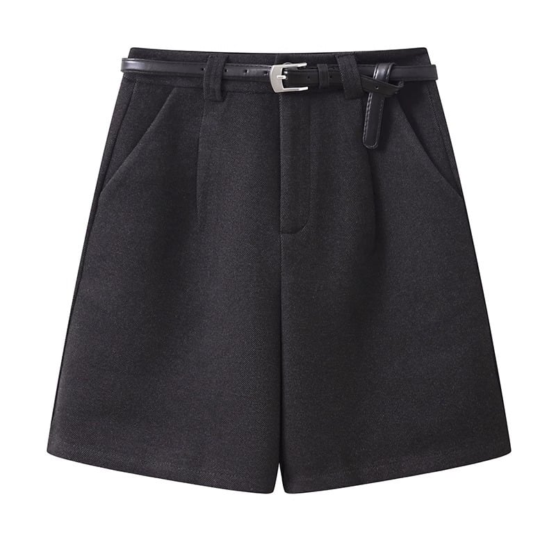 Ženske vunene capri hlače s visokim strukom, straight kroj, duljina 3/4, spandeks manje od 30%
