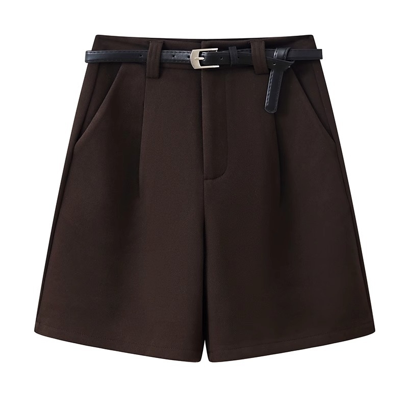 Ženske vunene capri hlače s visokim strukom, straight kroj, duljina 3/4, spandeks manje od 30%