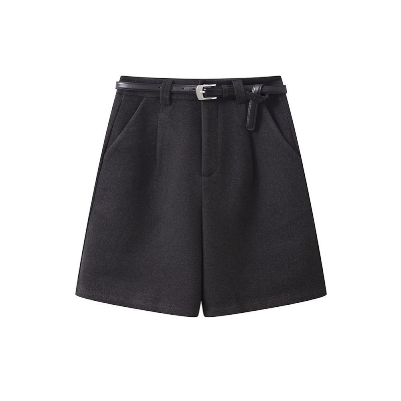 Ženske vunene capri hlače s visokim strukom, straight kroj, duljina 3/4, spandeks manje od 30%