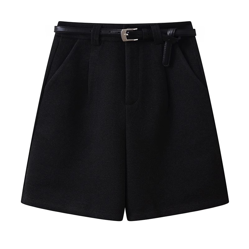 Ženske vunene capri hlače s visokim strukom, straight kroj, duljina 3/4, spandeks manje od 30%