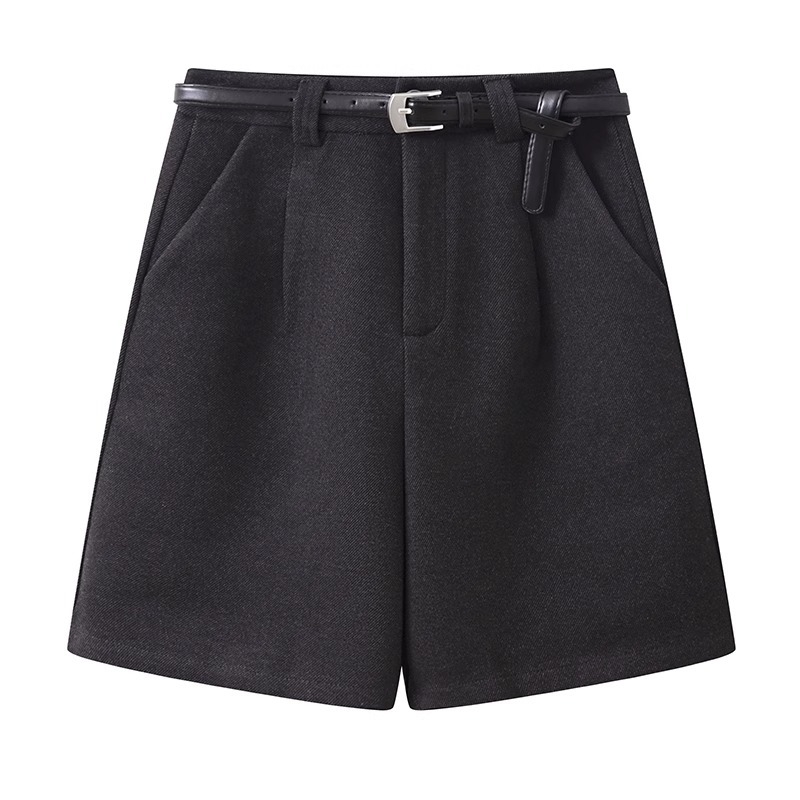 Ženske vunene capri hlače s visokim strukom, straight kroj, duljina 3/4, spandeks manje od 30%