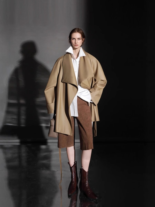 Γυναικείοι παντελόνες από μαλλί με ανάμικτο ύφασμα, ίσιο κόψιμο, μεσαία μέση, μήκος πέντε σημείων, μικροελαστικότητα, Άνοιξη 2025