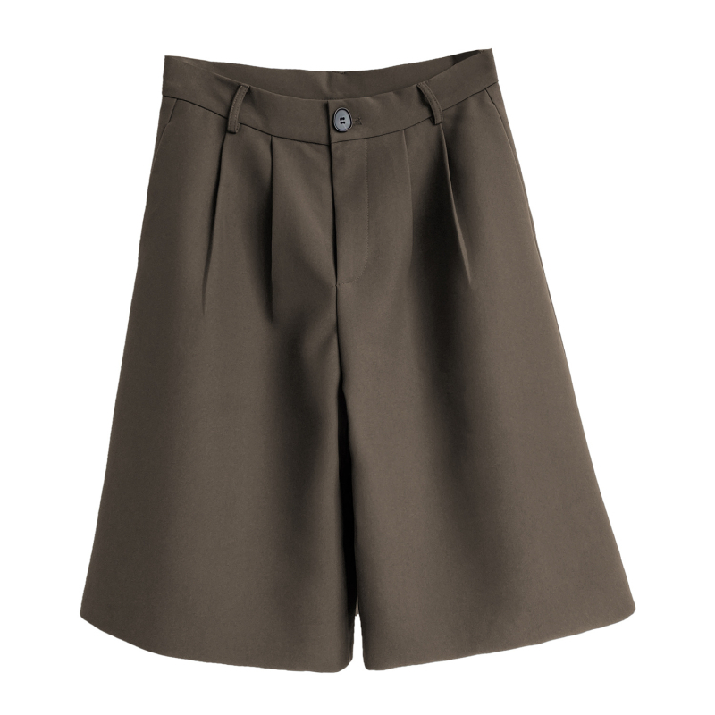 Cistanche Zhi Ženské capri nohavice s vysokým pásom – rovný strih, voľný strih, polyester-spandex, casual štýl, japonsko-kórejský oddychový štýl, jeseň 2023