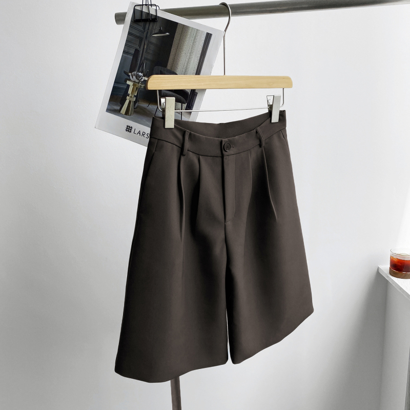 Cistanche Zhi Ženské capri nohavice s vysokým pásom – rovný strih, voľný strih, polyester-spandex, casual štýl, japonsko-kórejský oddychový štýl, jeseň 2023