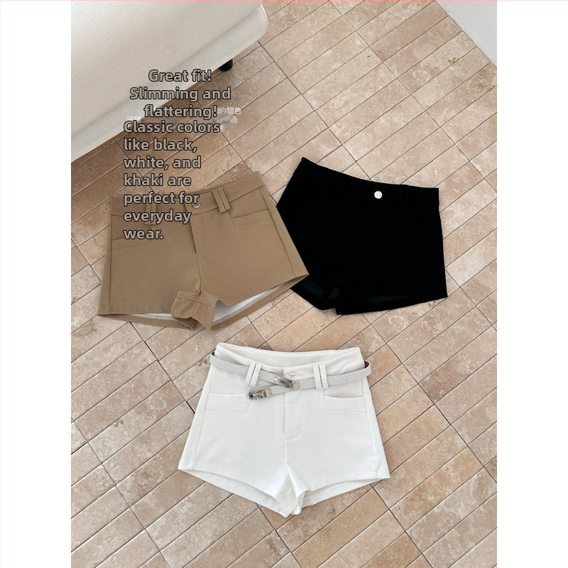Dámske krátke nohavice s opaskom, rovný strih, stredný pás, dĺžka 3/4, polyester-elastanová zmes ≥95%