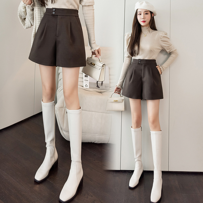 Dámske nohavice bootcut s vysokým pásom, casual polyester, dĺžka trojštvrťová, jesenný 2025