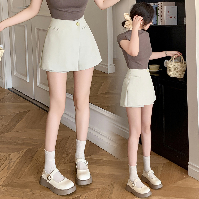 Dámske culotte nohavice s vysokým pásom, predné gombíky, jar 2025, polyester 70–80%