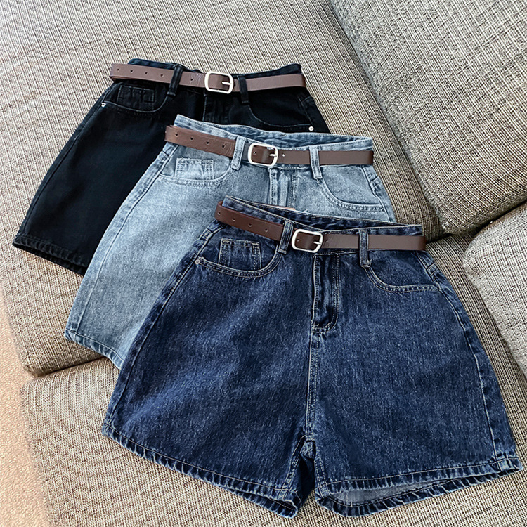 Dámske džínové šortky, vysoký pás, široké nohavice, dĺžka 3/4, kórejský ležérny štýl, denim s 70–80% bavlny