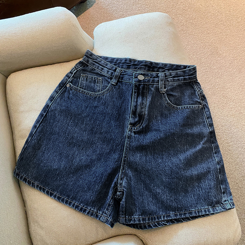 Dámske džínové šortky, vysoký pás, široké nohavice, dĺžka 3/4, kórejský ležérny štýl, denim s 70–80% bavlny
