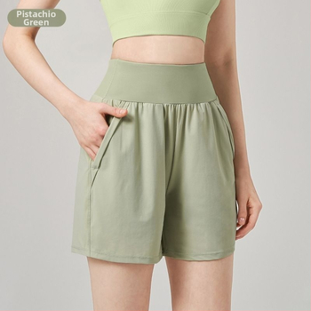 Moteriški greitai džiūstantys sportiniai šortai su aukštu liemeniu pilvo kontrolei, nailonas, penkių ketvirčių ilgio, kvėpuojantys