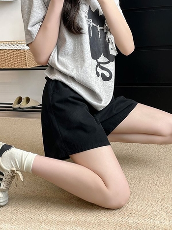 Ženski cargo šorc s visokim strukom, poliester tkanina, tanka tkanina, duljina 5/4, ležerni stil