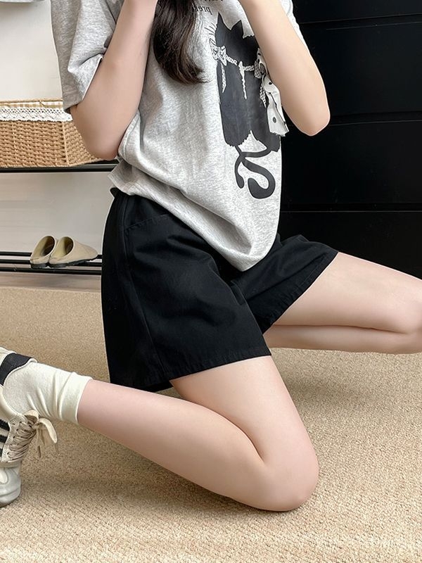 Ženski cargo šorc s visokim strukom, poliester tkanina, tanka tkanina, duljina 5/4, ležerni stil