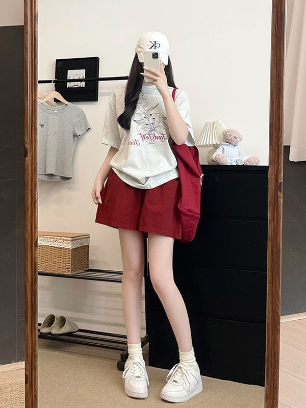 Ženski cargo šorc s visokim strukom, poliester tkanina, tanka tkanina, duljina 5/4, ležerni stil