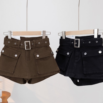 Női denim culotte rövidnadrág, magas derék, háromnegyed hossz, egyenes szabás, denim 80–90% pamut