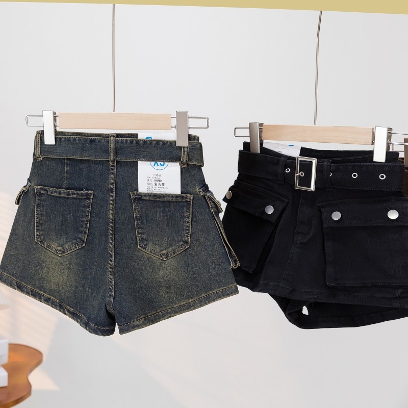 Női denim culotte rövidnadrág, magas derék, háromnegyed hossz, egyenes szabás, denim 80–90% pamut