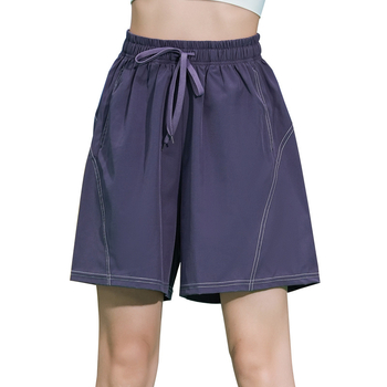 Moterų capri ilgis kvėpuojančios šortai iš poliesterio ir spandekso (95% poliesteris, 5% spandeksas), vasara 2025