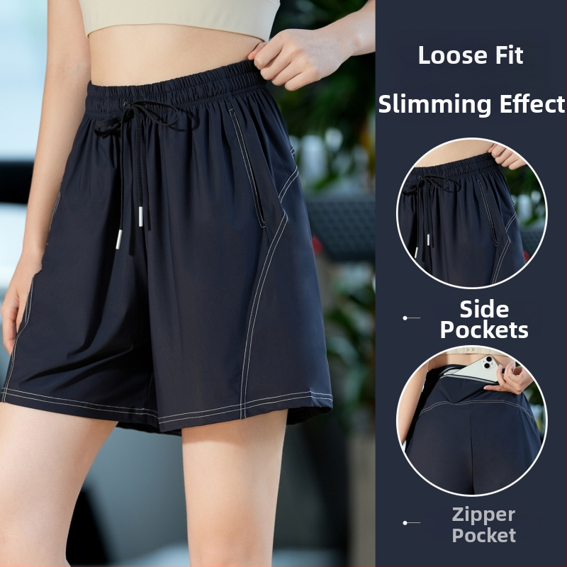 Moterų capri ilgis kvėpuojančios šortai iš poliesterio ir spandekso (95% poliesteris, 5% spandeksas), vasara 2025