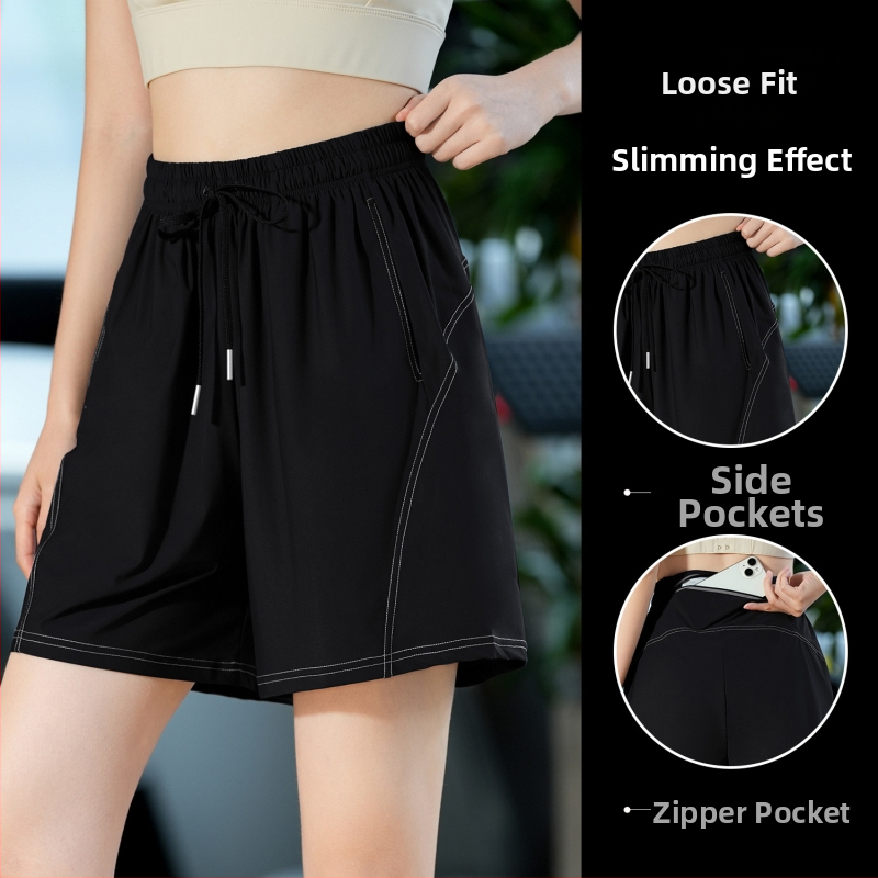 Moterų capri ilgis kvėpuojančios šortai iš poliesterio ir spandekso (95% poliesteris, 5% spandeksas), vasara 2025