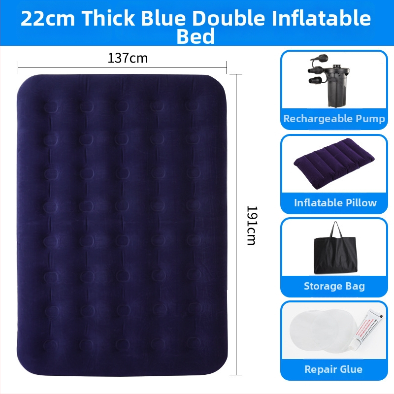 Aloni kokkupandav õhupadi voodi sametise pinnaga, kaal 3 kg, kandevõime 300 kg