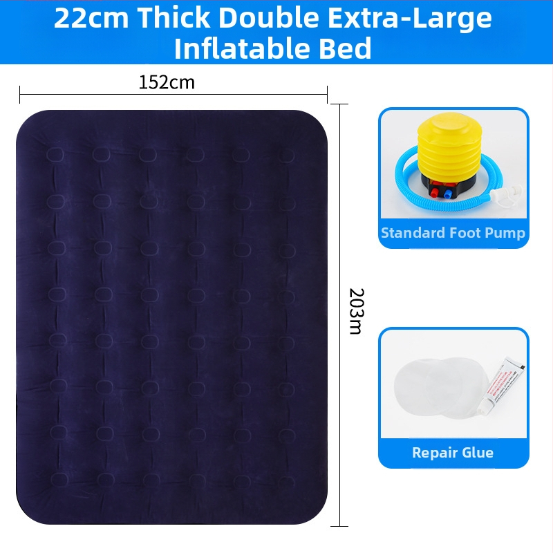 Aloni kokkupandav õhupadi voodi sametise pinnaga, kaal 3 kg, kandevõime 300 kg