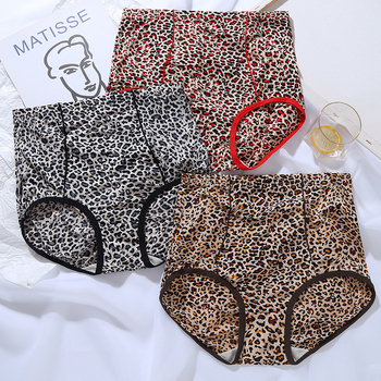 Ženske gaćice s leopard printom, visokim strukom, prozračni ice silk materijal, kontrola abdomena, antibakterijska podstava od pamuka