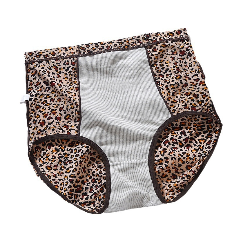 Ženske gaćice s leopard printom, visokim strukom, prozračni ice silk materijal, kontrola abdomena, antibakterijska podstava od pamuka