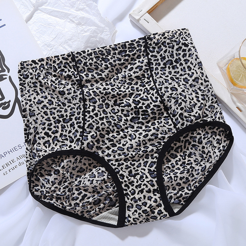 Ženske gaćice s leopard printom, visokim strukom, prozračni ice silk materijal, kontrola abdomena, antibakterijska podstava od pamuka