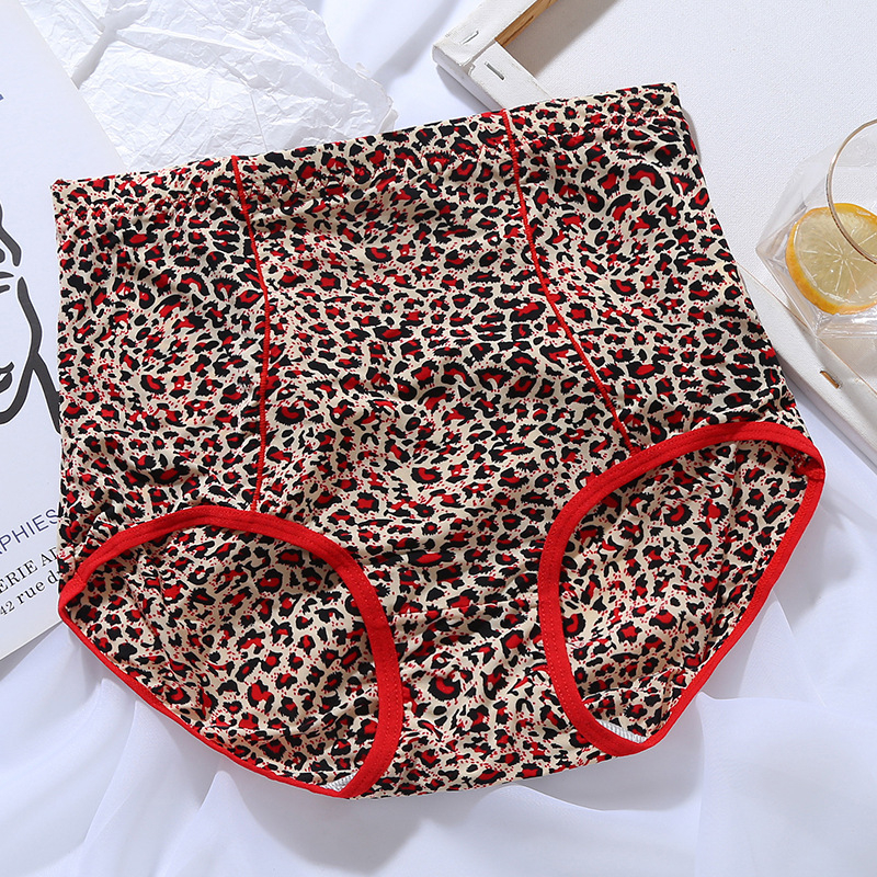 Ženske gaćice s leopard printom, visokim strukom, prozračni ice silk materijal, kontrola abdomena, antibakterijska podstava od pamuka