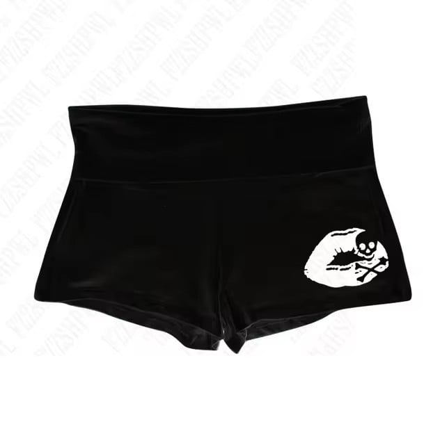 Ženski šorts s niskim strukom i otiskom abecede, dužina do tri četvrtine, poliester, gradski stil