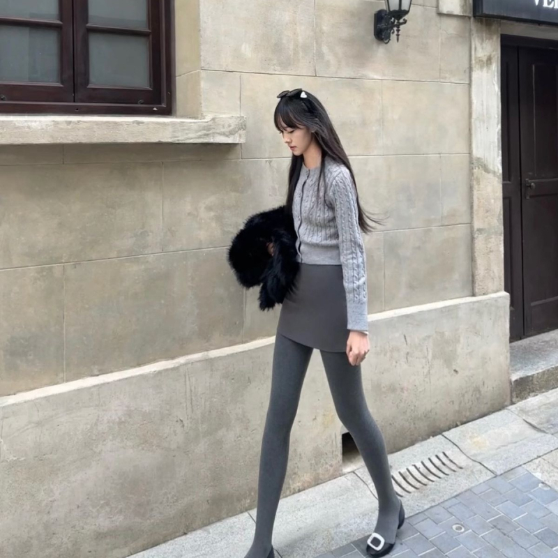 Pamukaste tajice za proljeće, jesen i zimu, debeli materijal, podizanje stražnjice, kontrola trbuha, vizualno vitkija linija, ne klize, svestrana jednobojna boja