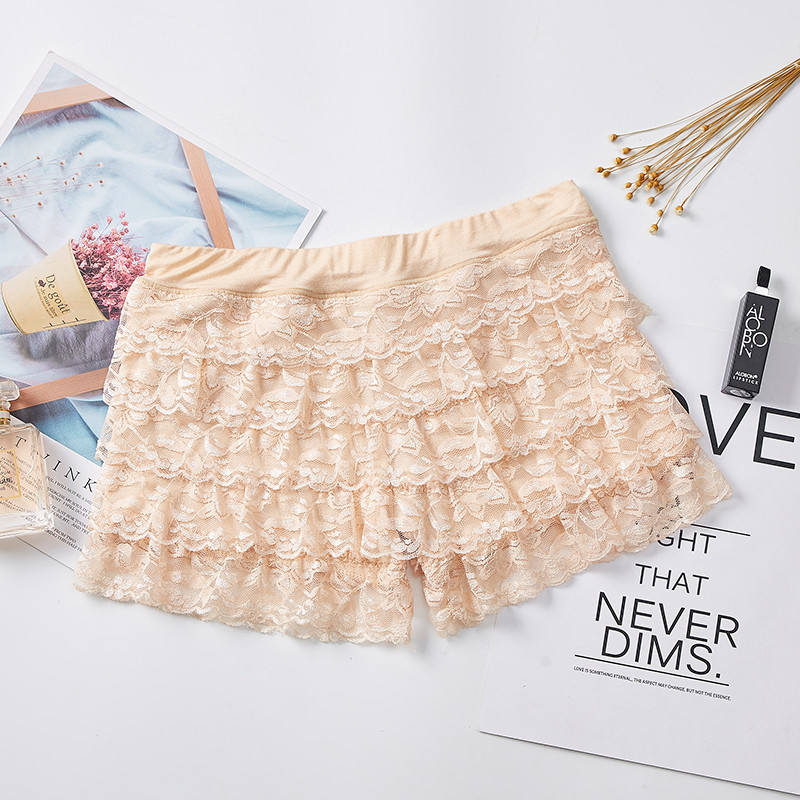 Sieviešu mežģīņu capri legingi ar iebūvētu kokvilnas oderi, zems viduklis, ātra žāvēšana, drošības šorti