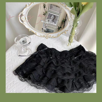 Pettiskirts ar iebūvētiem drošības šortiņiem, piecu slāņu mežģīņu jacquard dizains, viduklis vidējs, caurspīdīguma novēršana, vasaras elpojošs komforts